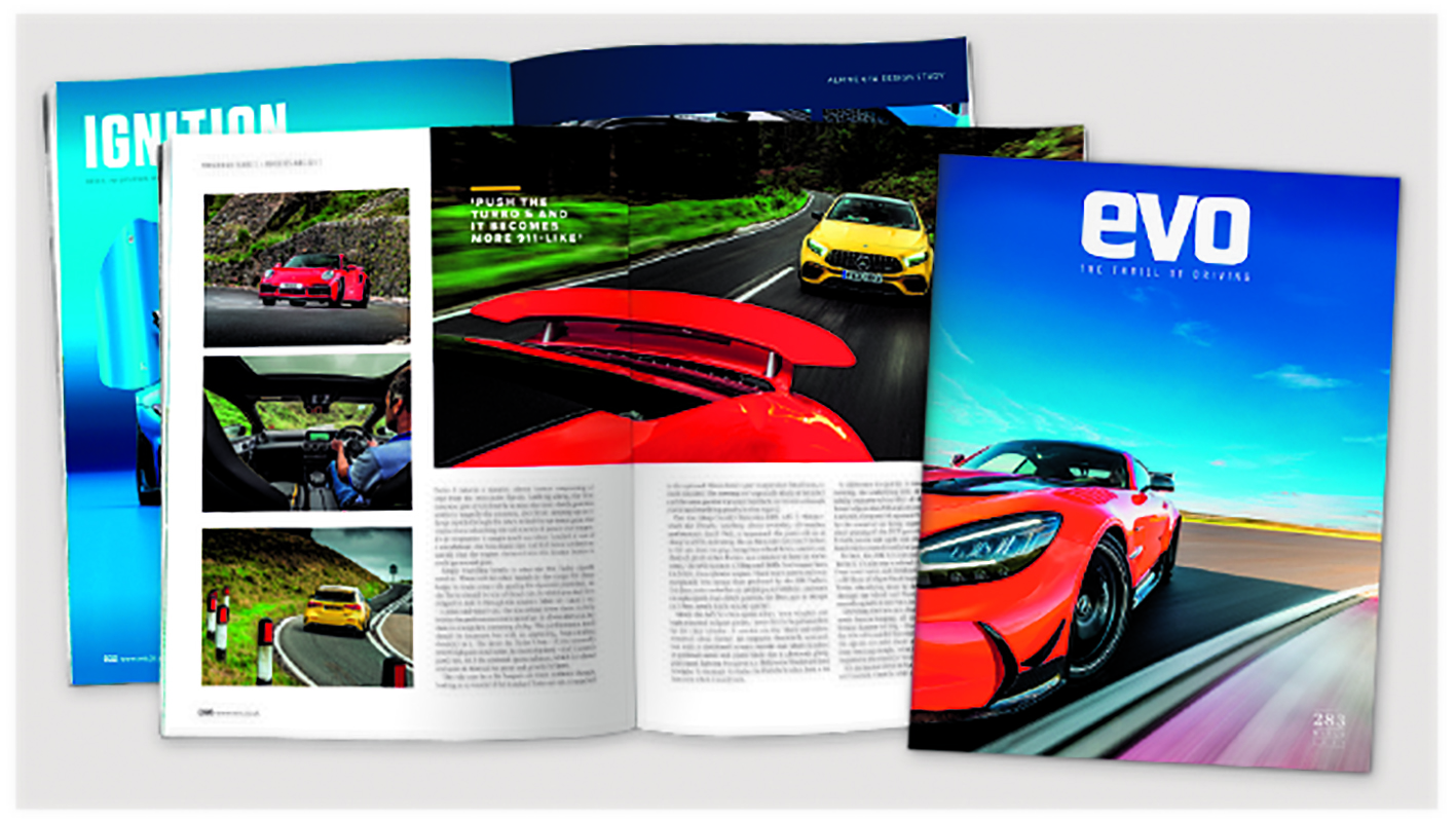 evo magazines laid out side by side 