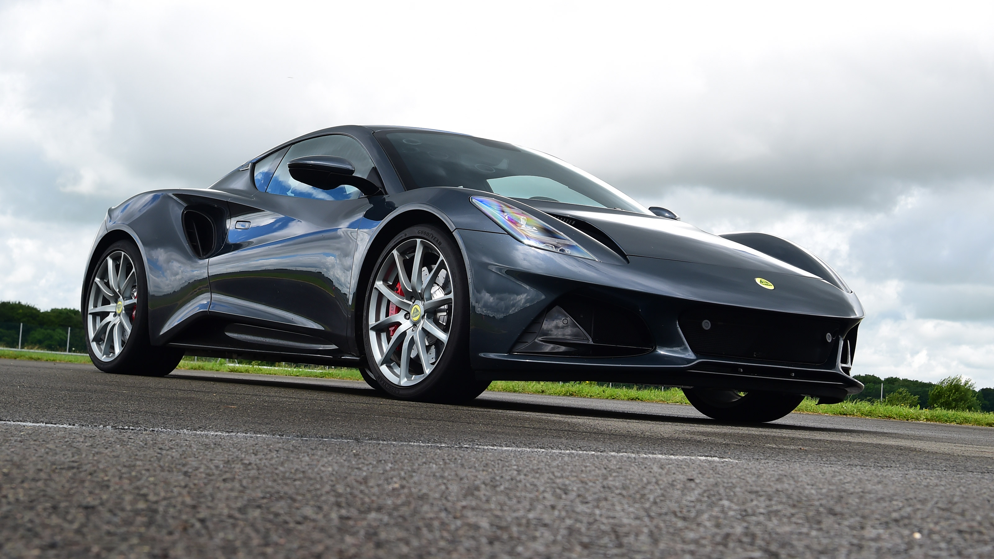 Lotus Emira – grey drive front quarter
