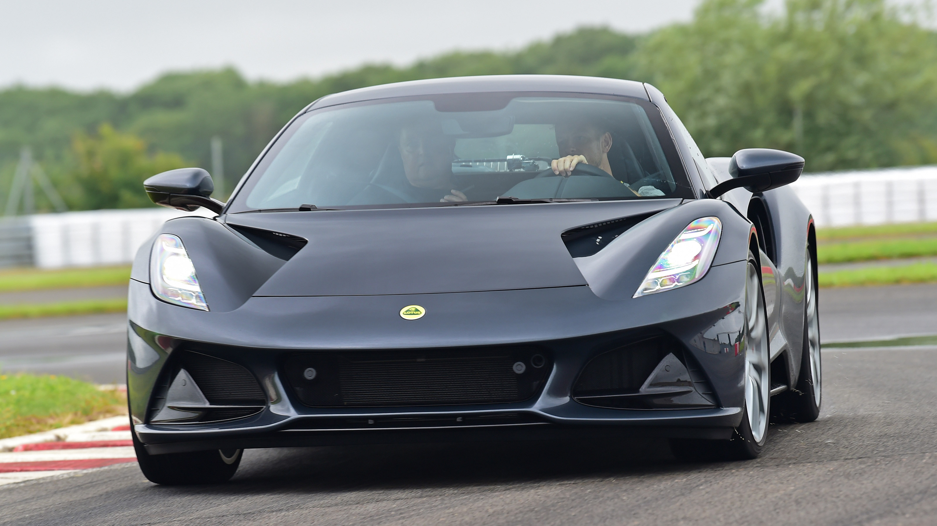 Lotus Emira – grey drive front cornering