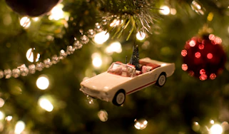 Car on xmas tree