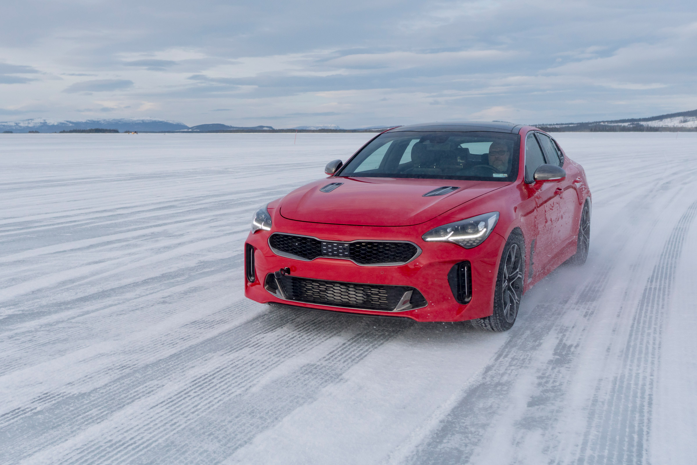 Kia Stinger GT prototype drive Sweden nose