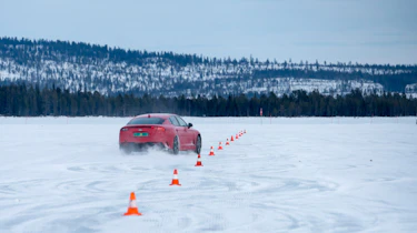 Kia Stinger GT prototype drive Sweden slalom