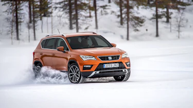 SEAT Ateca snow front three-quarters