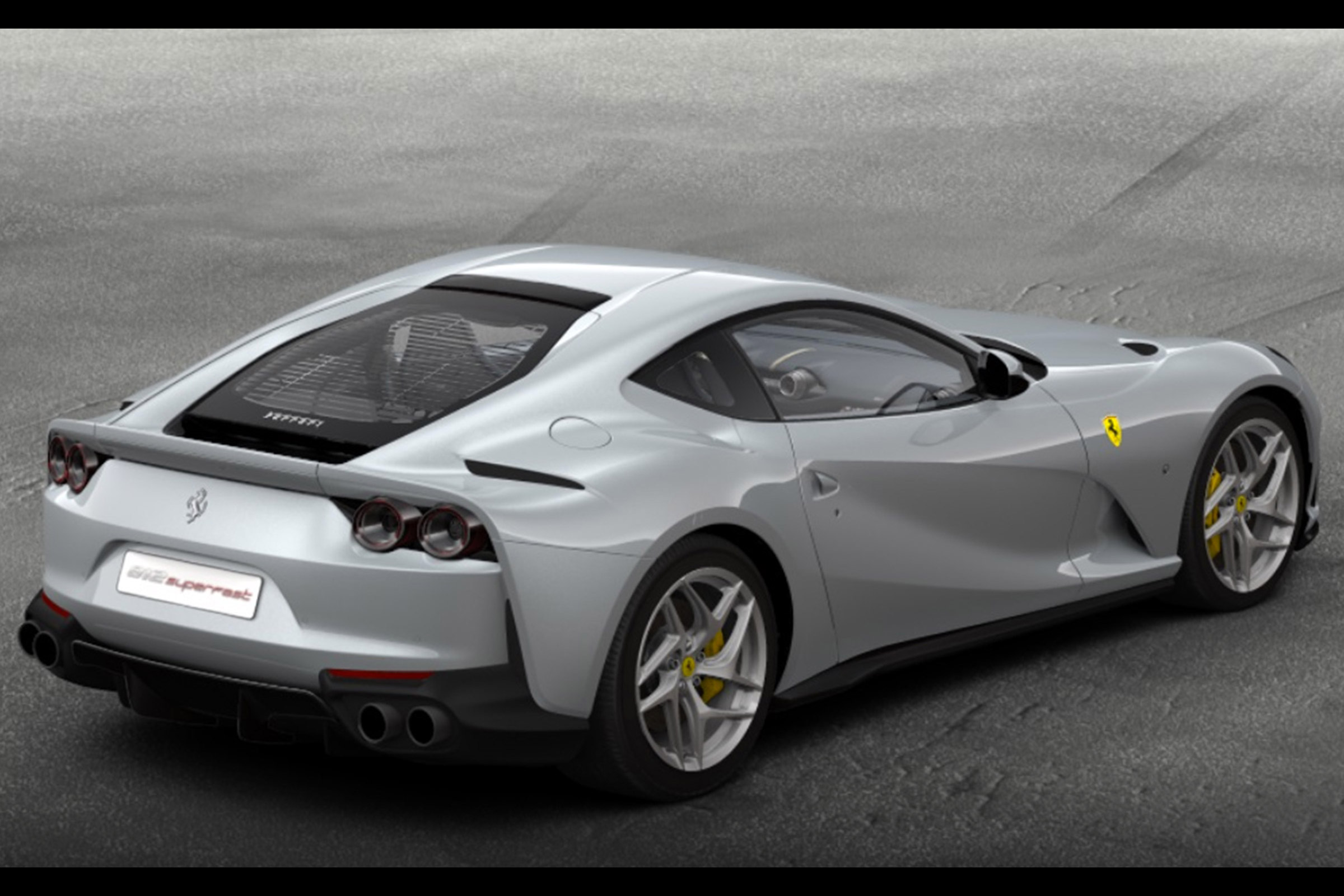 Ferrari 812 Superfast configured silver 1 rear