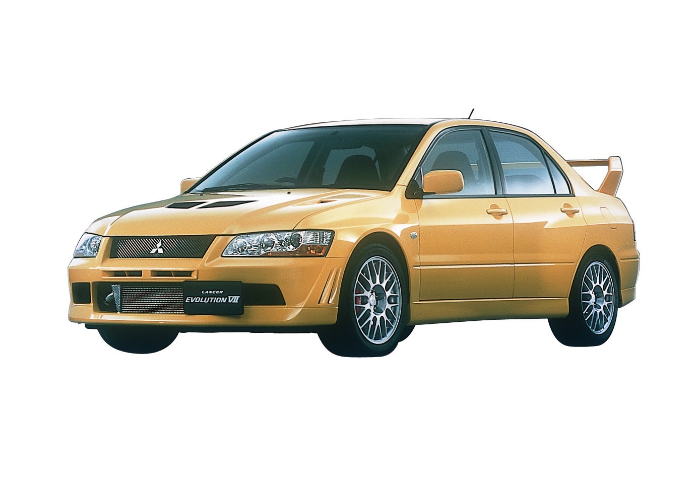 Mitsubishi Lancer Evolution VII - yellow on white