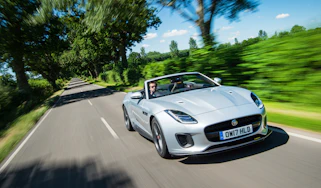 Jaguar F-type 400 Sport front three quarters tracking