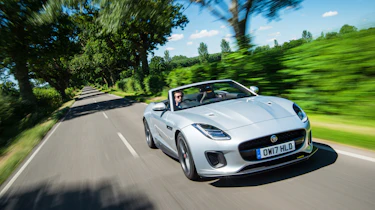 Jaguar F-type 400 Sport front three quarters tracking