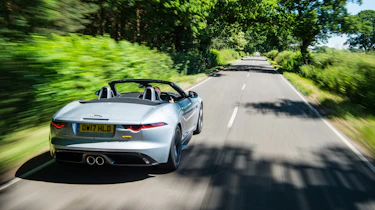 Jaguar F-type 400 Sport rear three quarters tracking