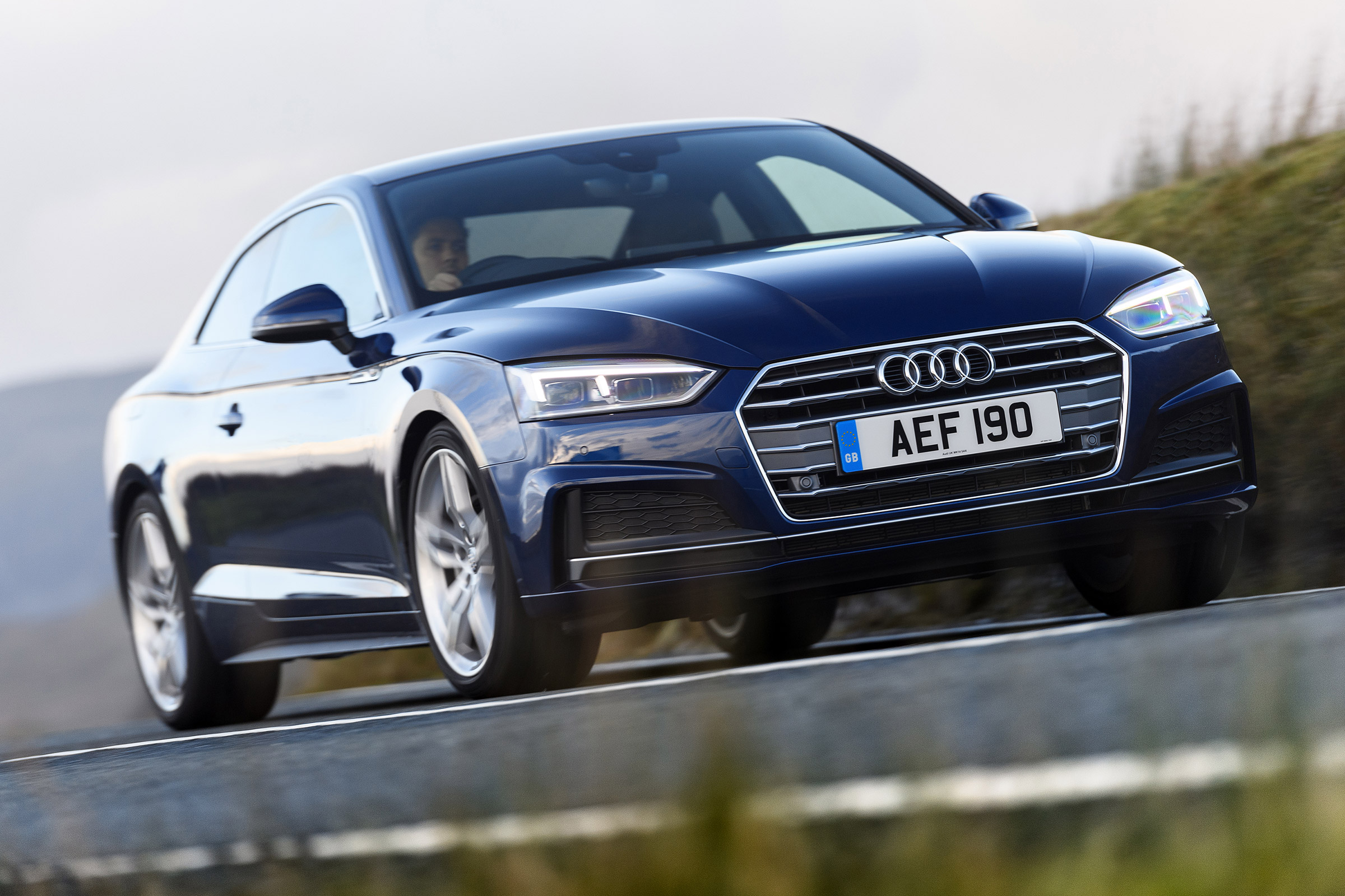 Audi A5 coupe blue - front driving