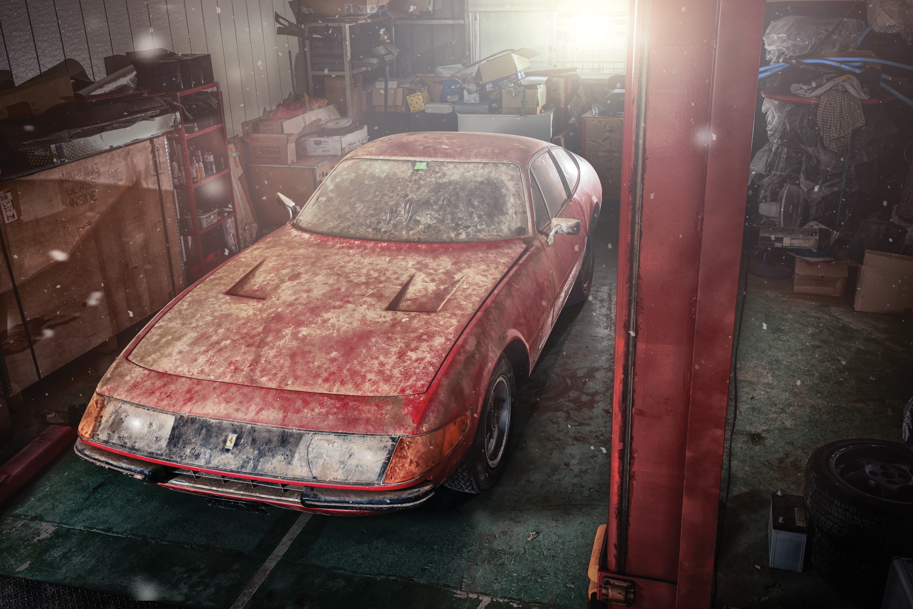 Ferrari Daytona alloy barn find - front