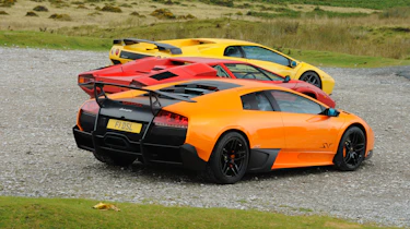 Lamborghini V12 group test Wales - triple rear