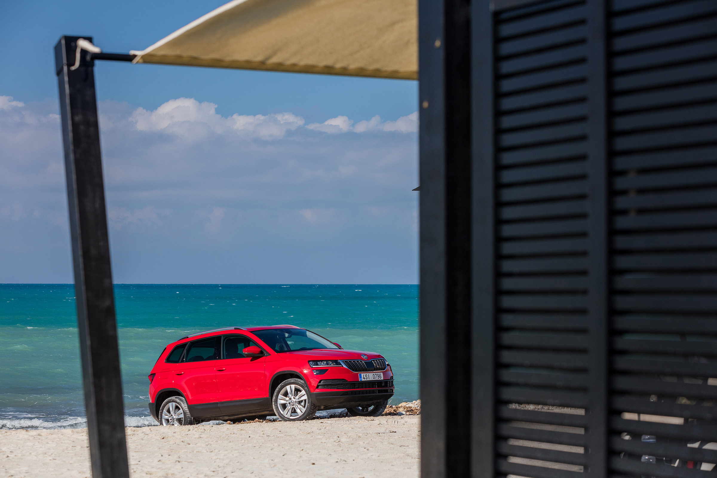 Skoda Karoq (red) - beach