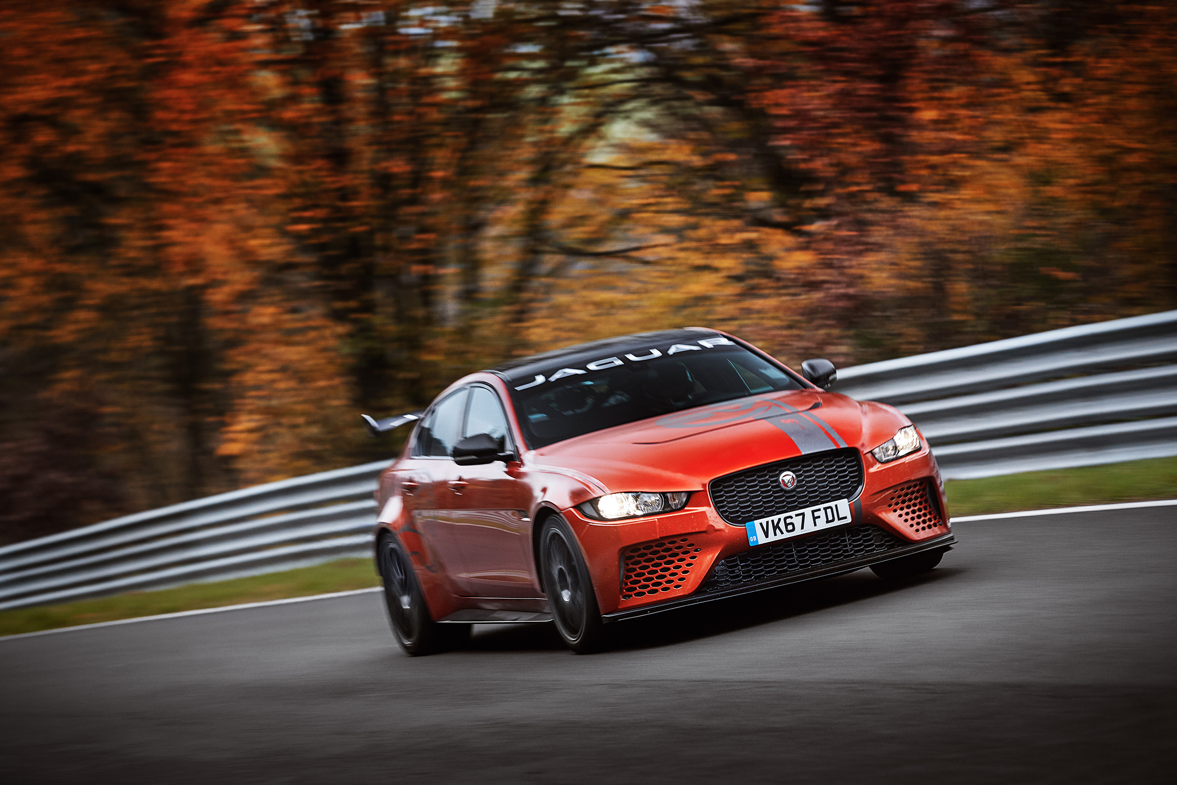 Jaguar XE SV Project 8 at the Nurburgring – front quarter