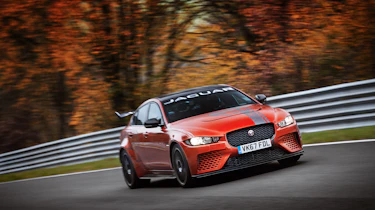 Jaguar XE SV Project 8 at the Nurburgring – front quarter