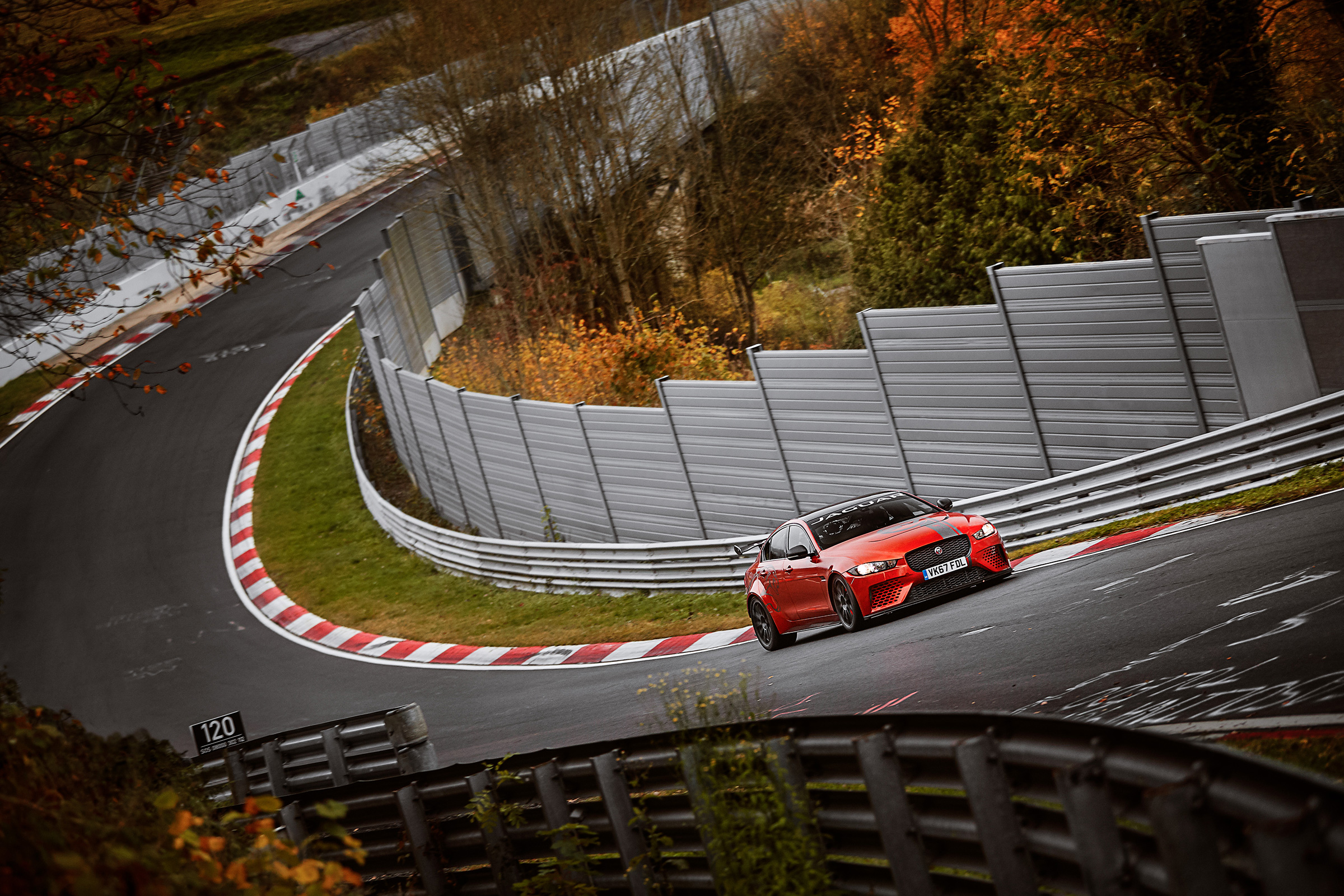 Jaguar XE SV Project 8 at the Nurburgring – front quarter