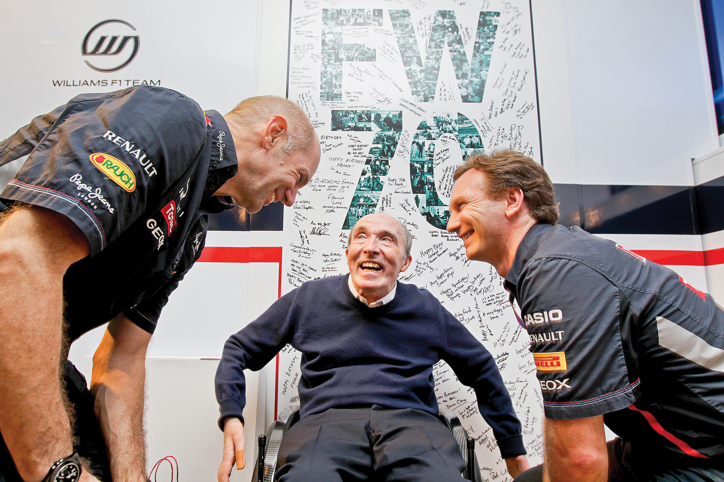Frank Williams, Adrian Newey. Christian Horner 