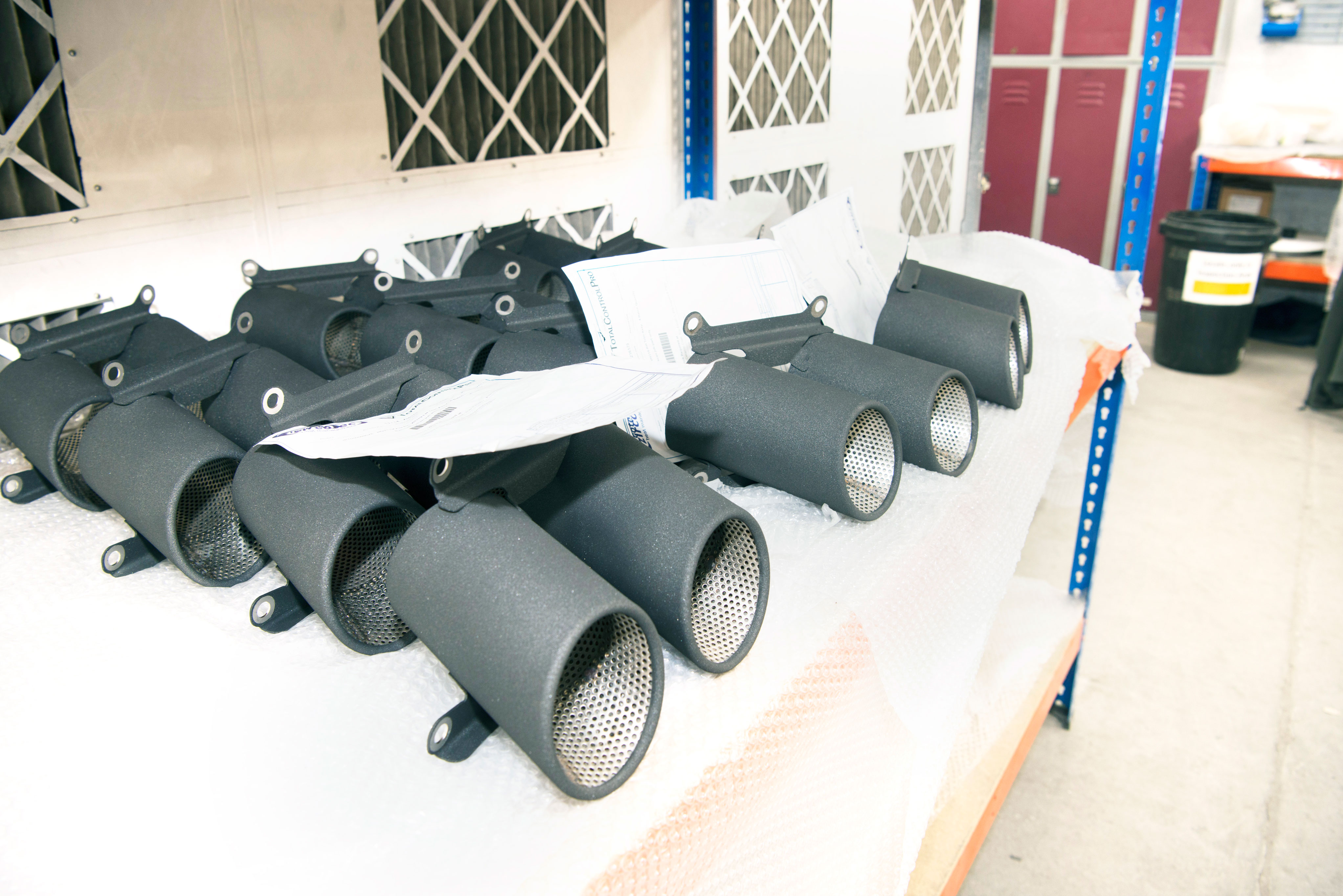 Exhaust tips coated in Zircotec's black ceramic finish