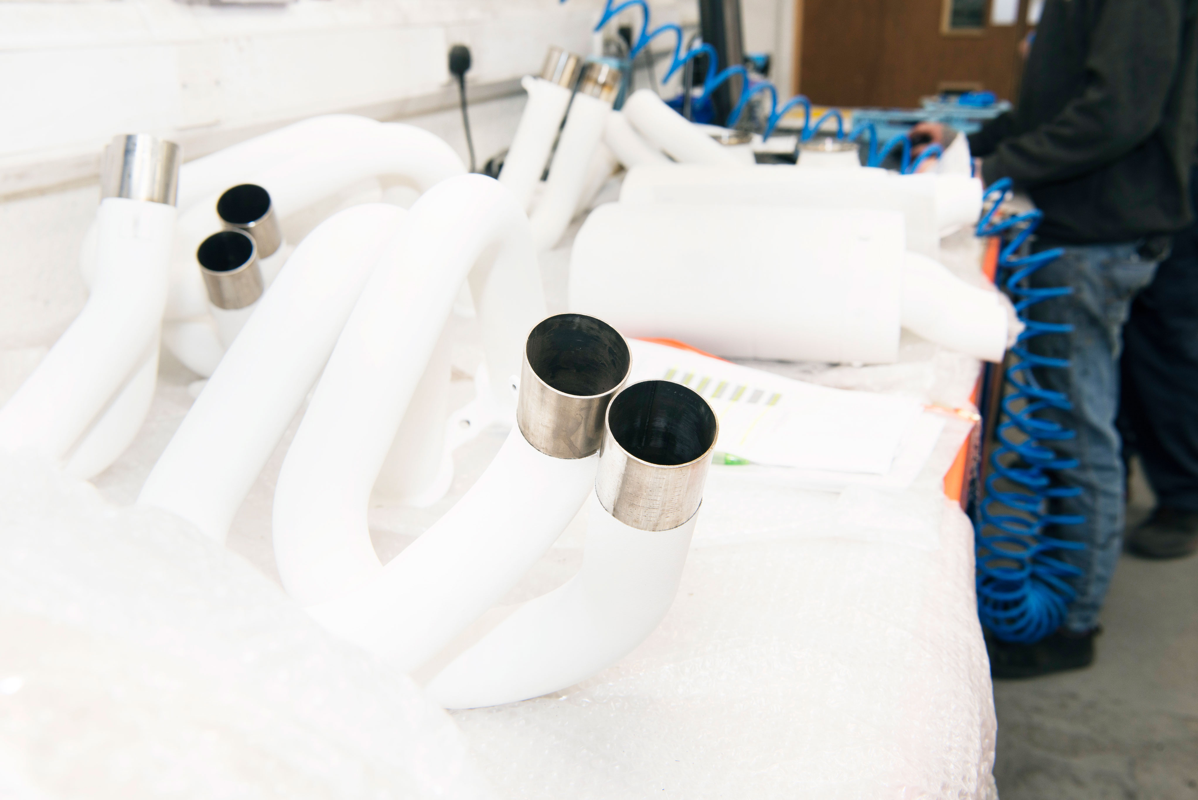 Exhausts coated in Zircotec Performance White