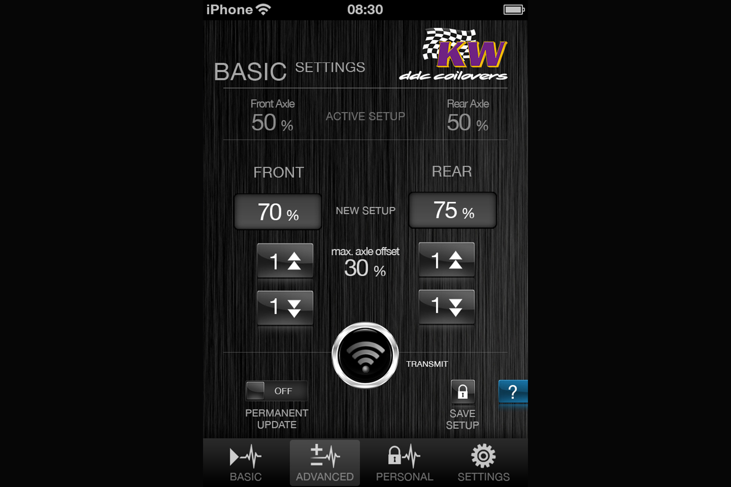 KW DDC ECU coilovers – app control
