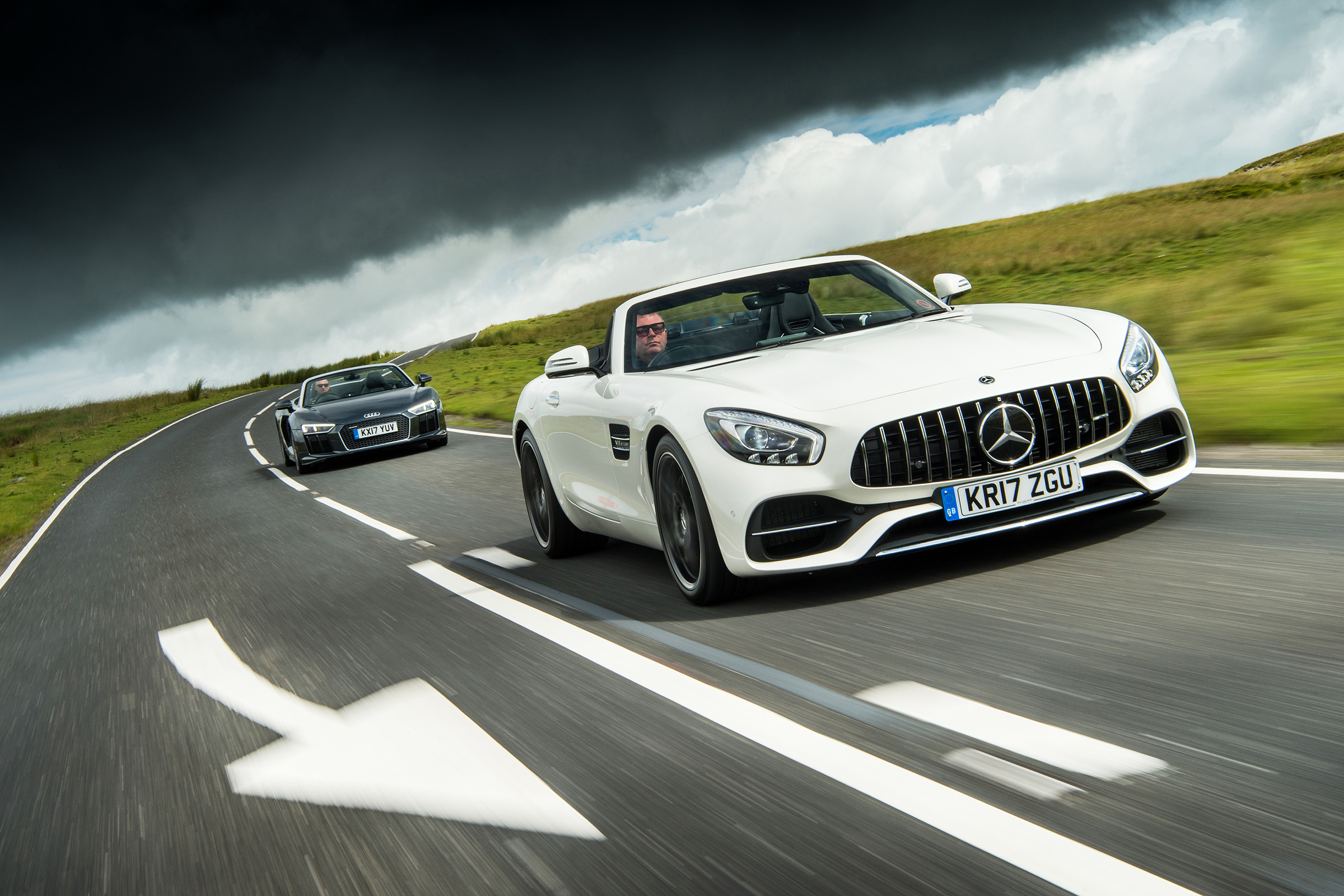Mercedes-AMG GT Roadster and Audi R8 Spyder 