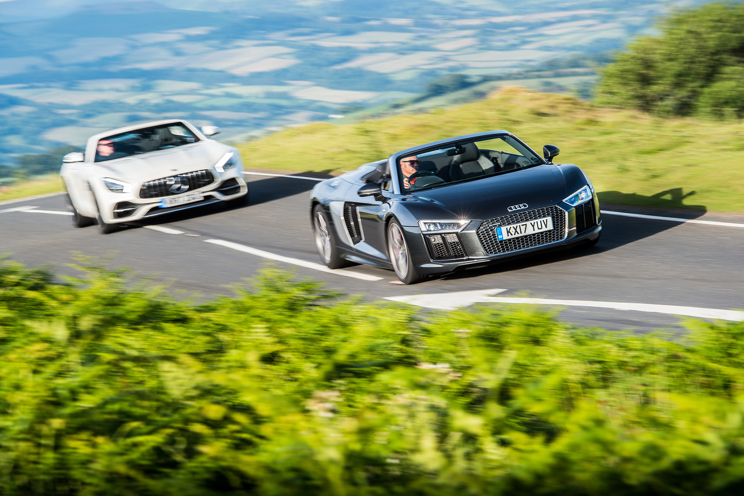 Mercedes-AMG GT Roadster and Audi R8 Spyder