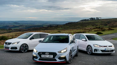 i30N group test (Golf GTI and Peugeot 308 GTI) - front