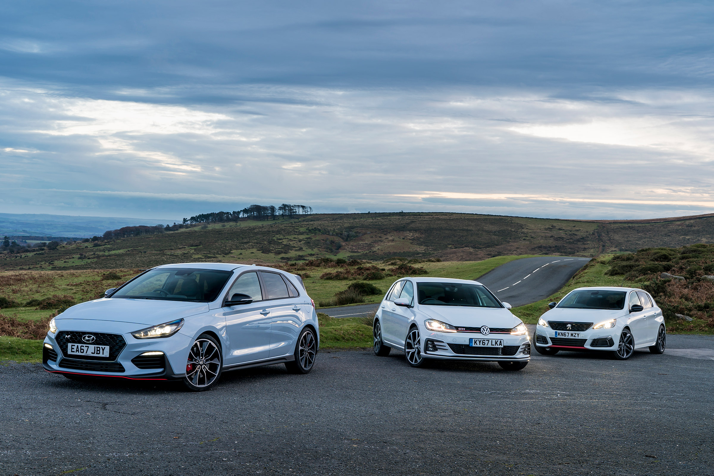 Hyundai i30N group test (Golf GTI and Peugeot 308 GTI) - spread