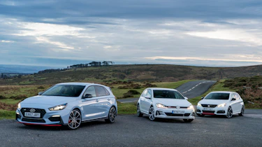 Hyundai i30N group test (Golf GTI and Peugeot 308 GTI) - spread