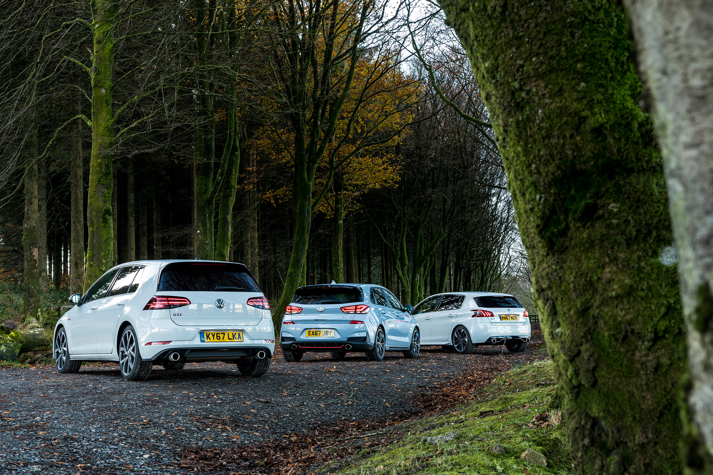 Hyundai i30N group test (Golf GTI and Peugeot 308 GTI) - rear