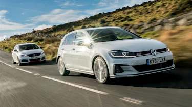 Hyundai i30N group test (Golf GTI and Peugeot 308 GTI) - front