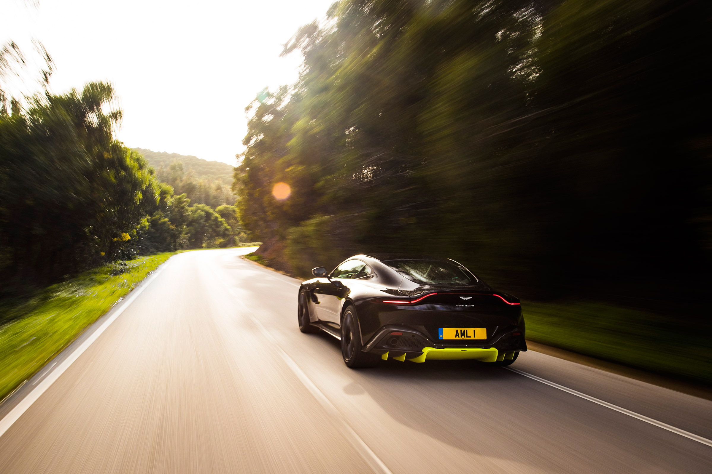 Aston Martin Vantage - black rear tracking