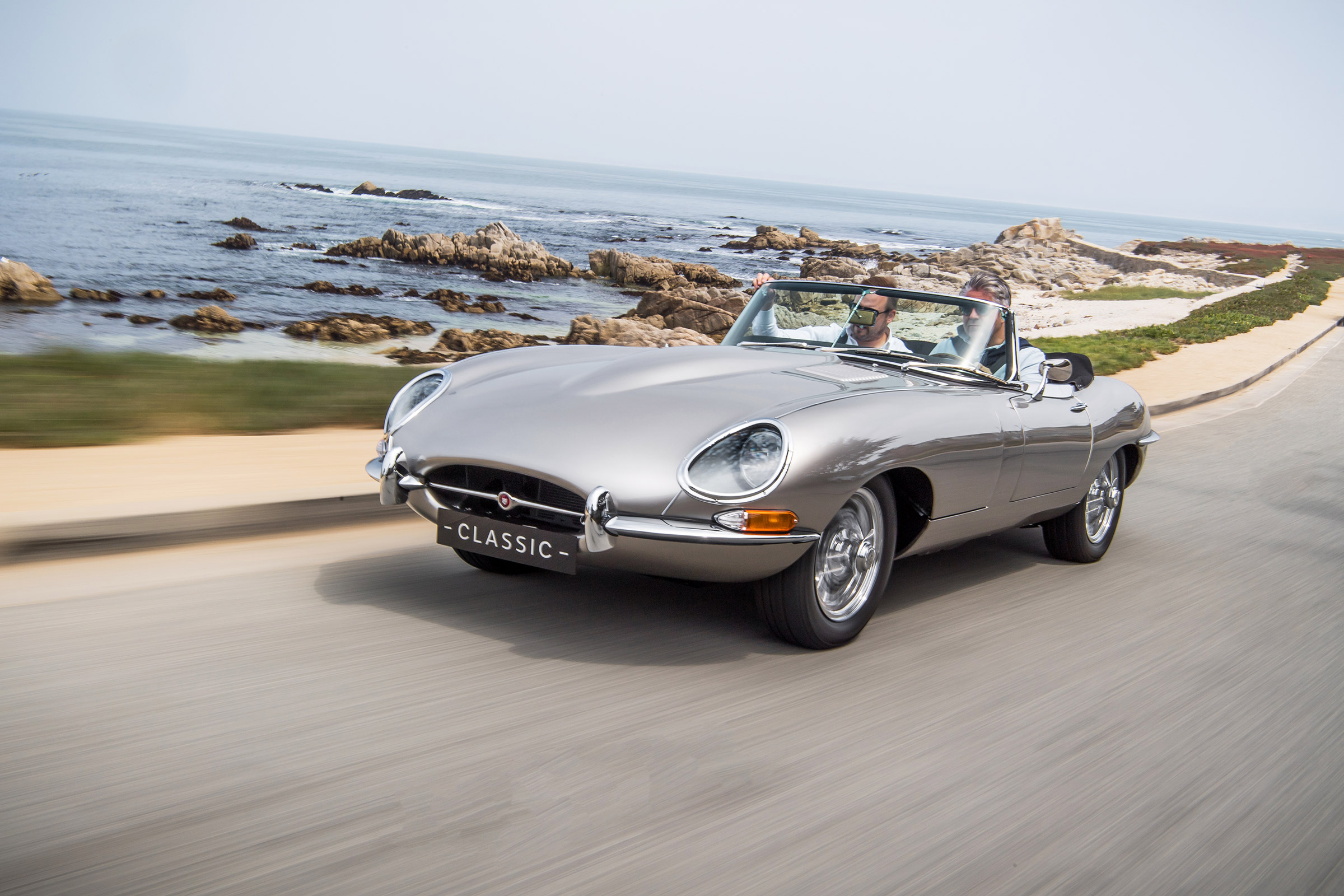 Jaguar E-type Zero - driving front quarter