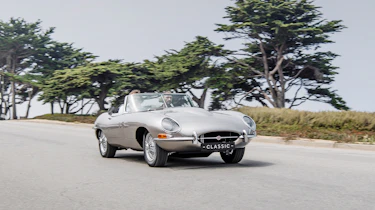 Jaguar E-type Zero - driving front quarter