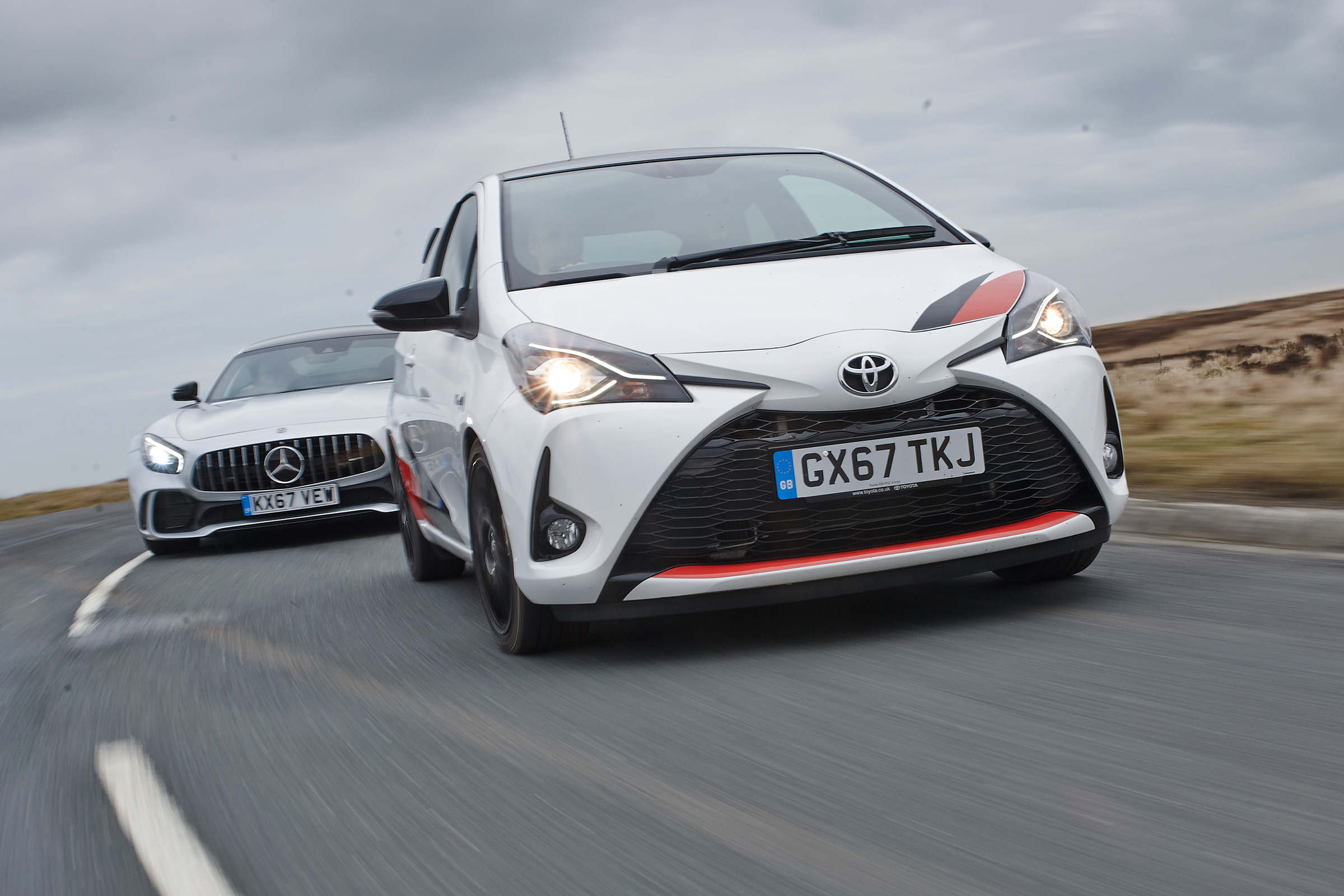 Yaris GRMN &amp; Mercedes-AMG GT R front 