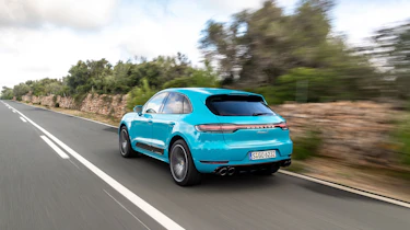 Porsche Macan S driven - Miami Blue rear quarter