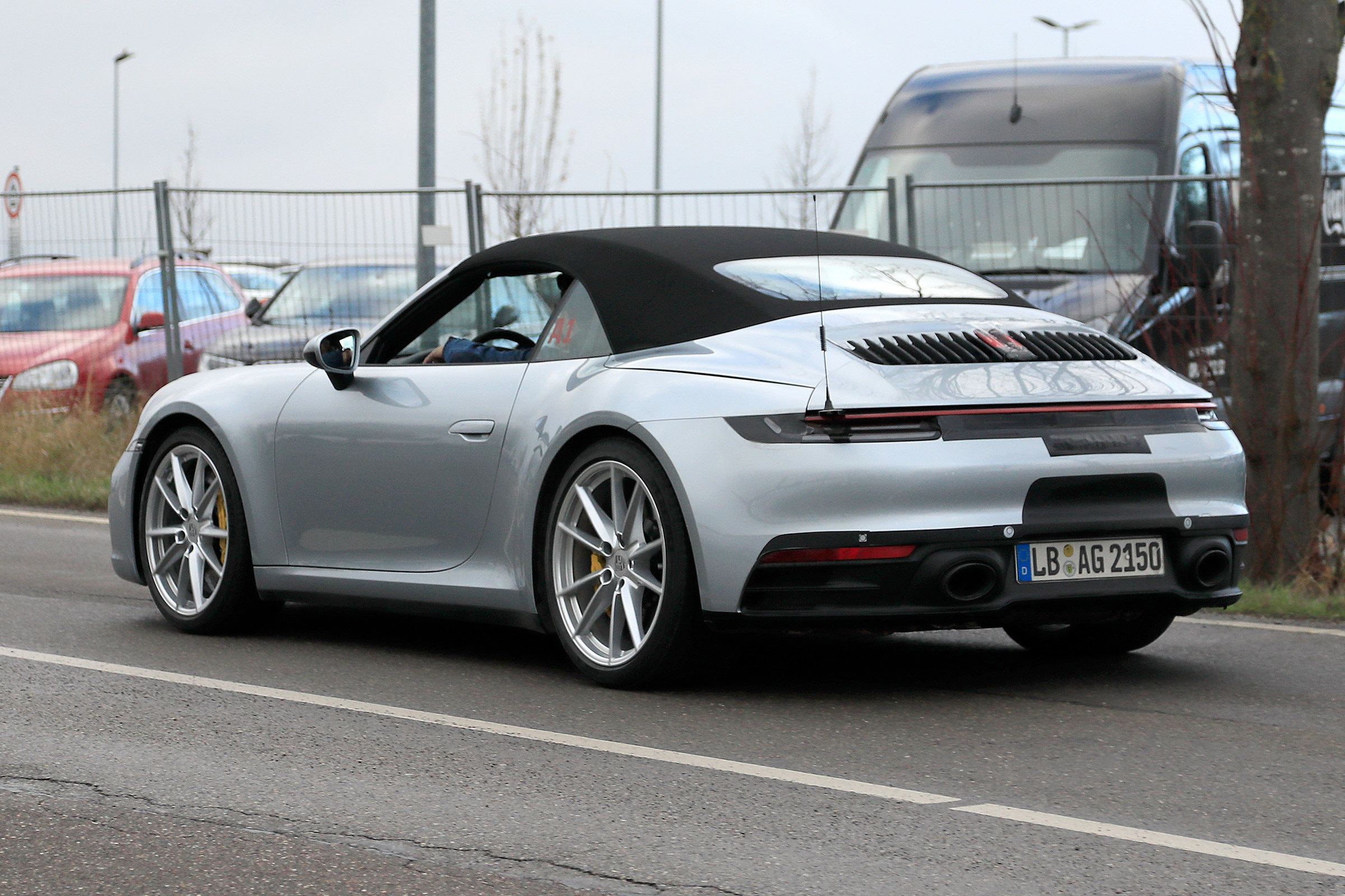 Porsche 911 Cabrio spy - rear quarter
