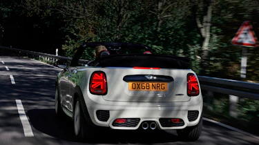Mini John Cooper Works convertible 2019 facelift rear tracking
