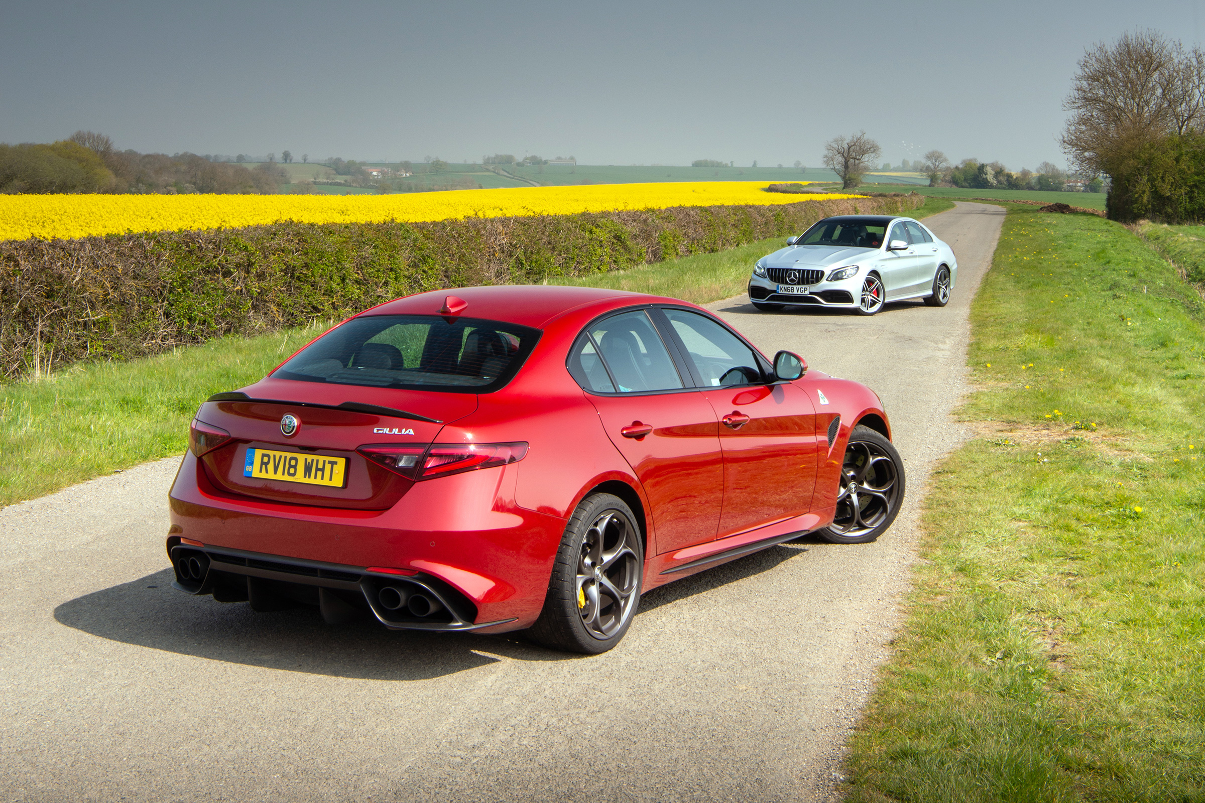 Mercedes-AMG C63 S vs Alfa Romeo Giulia Quadrifoglio rear 2