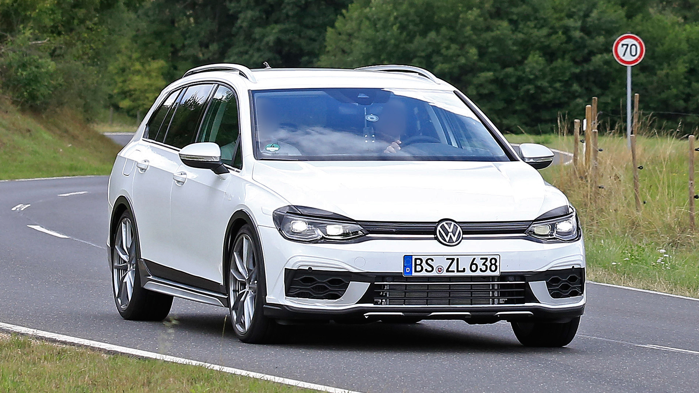Golf R Estate 2020 spied - front