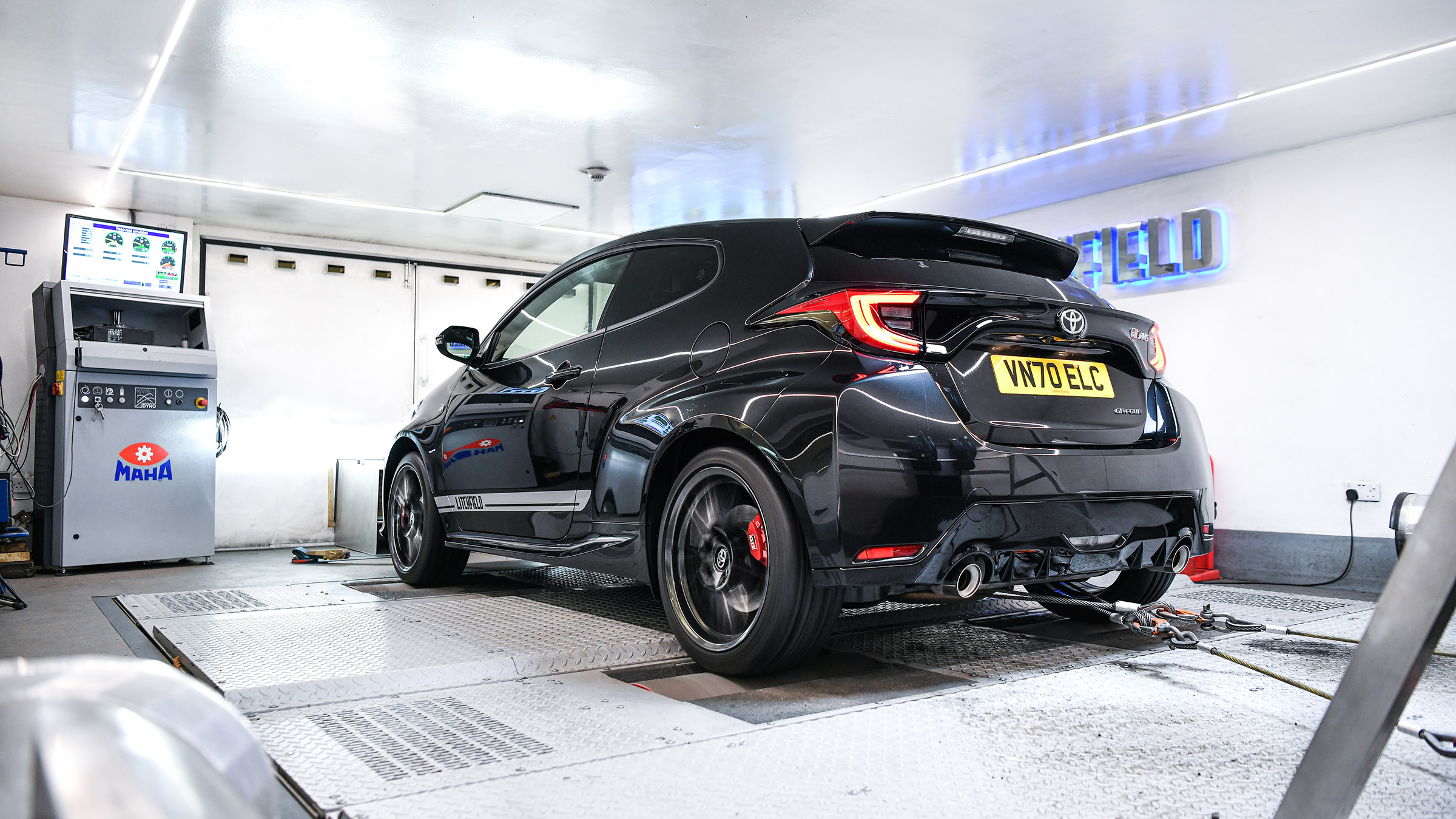 Litchfield GR Yaris test dyno rear