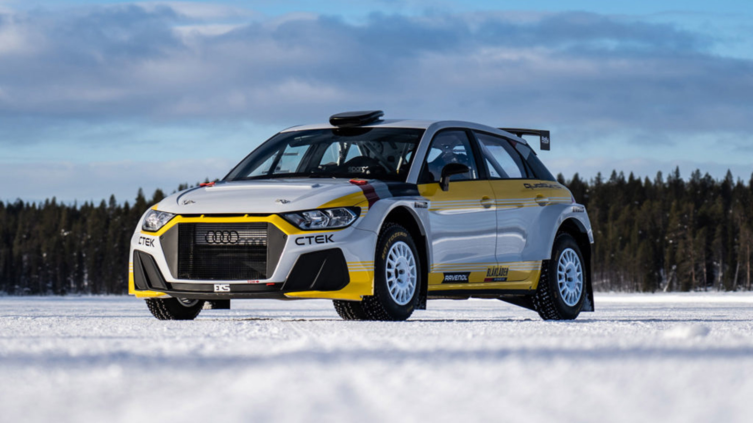 Audi A1 Quattro WRC2 rally car - front quarter