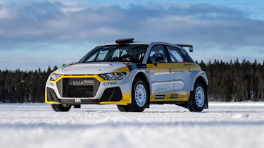 Audi A1 Quattro WRC2 rally car - front quarter
