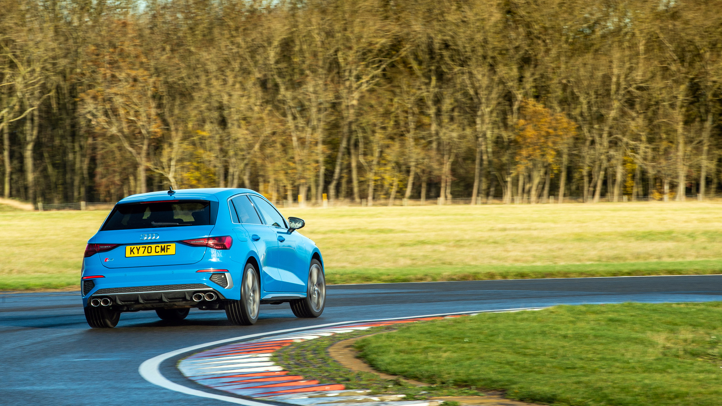 Audi S3 2022 – blue rear cornering