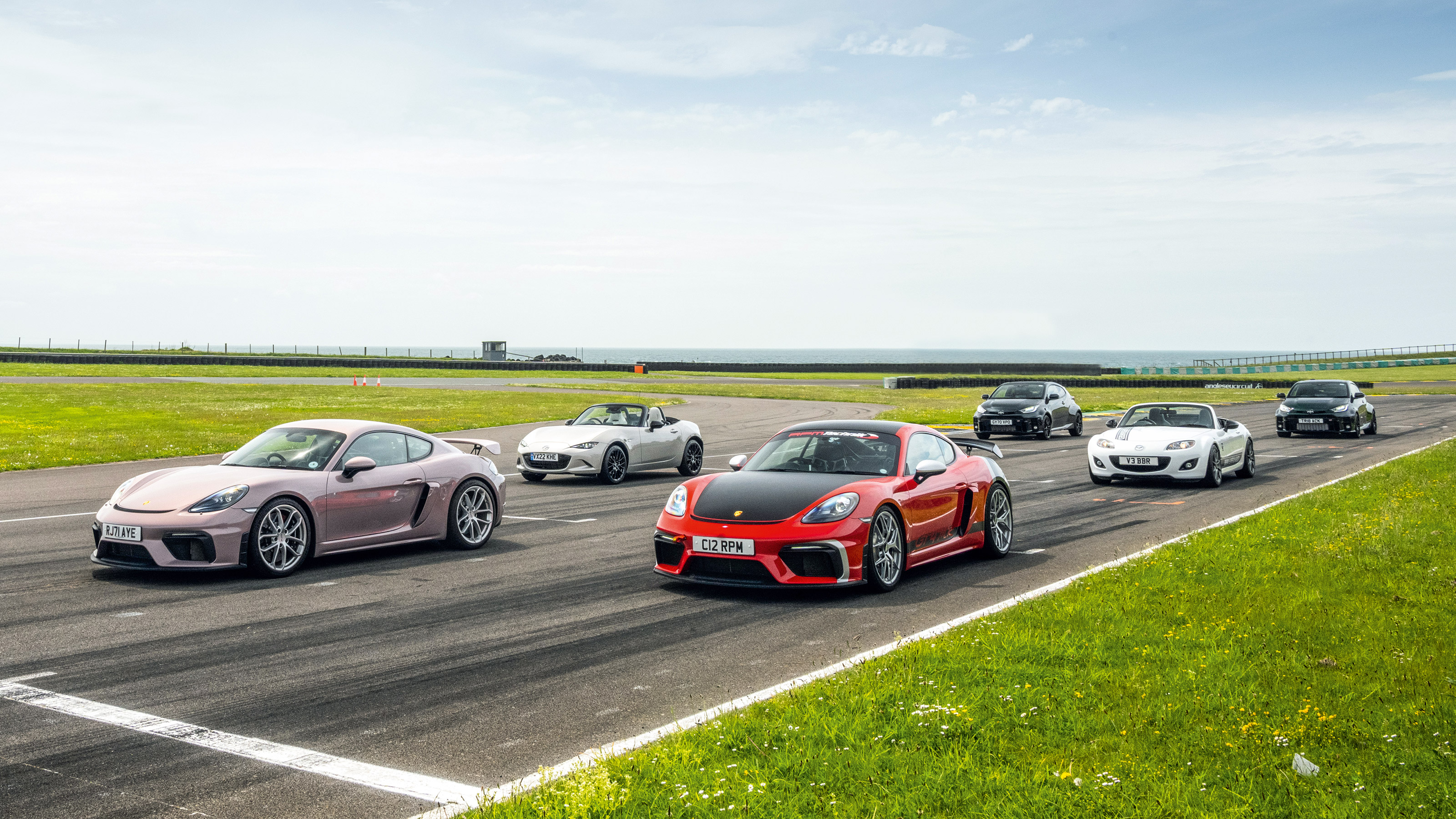 Toyota GR Yaris Porsche Cayman GT4 and Mazda MX5