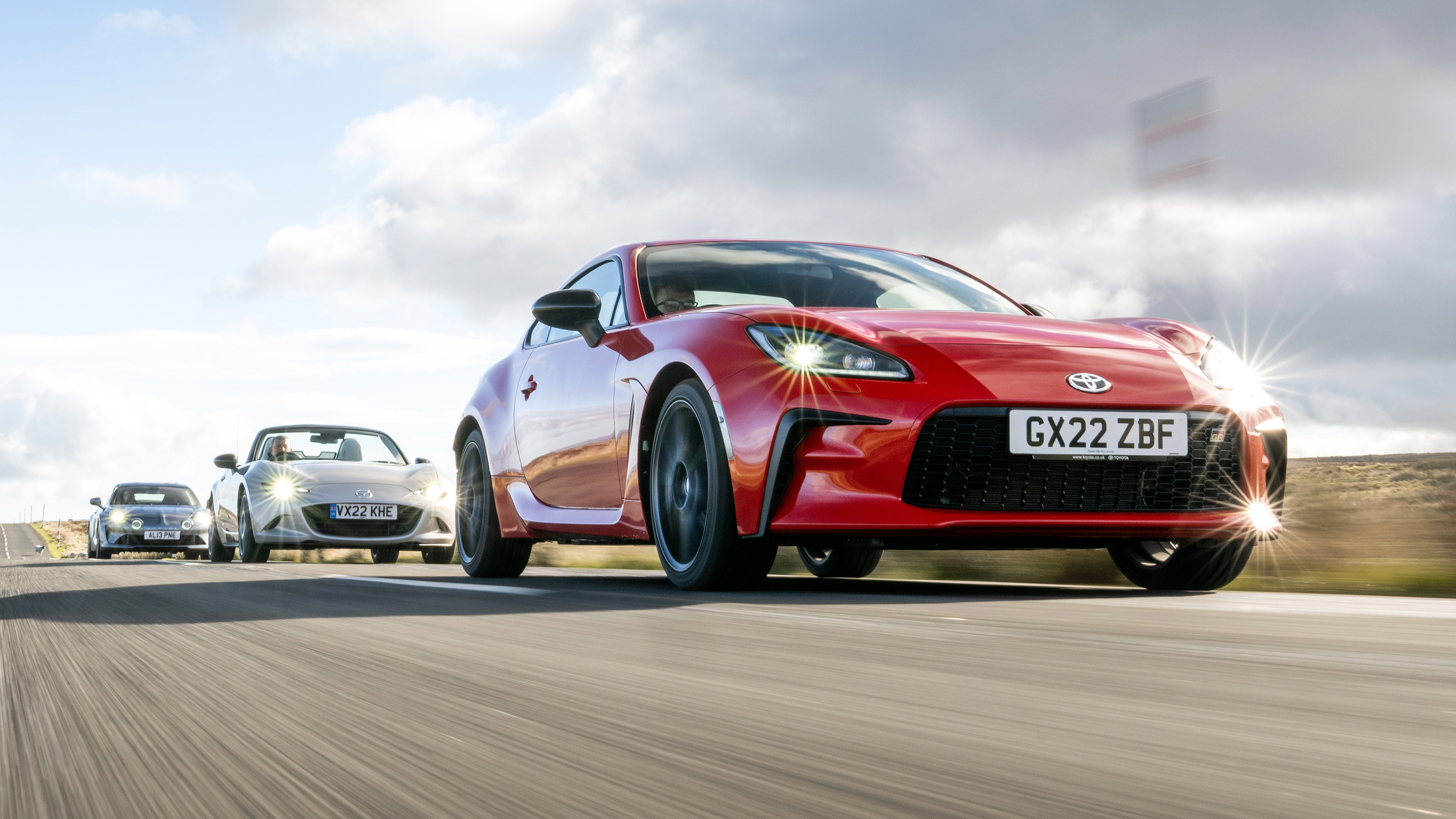 Toyota GR86, Mazda MX-5 and Alpine A110