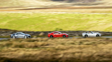 Toyota GR86, Mazda MX-5 and Alpine A110