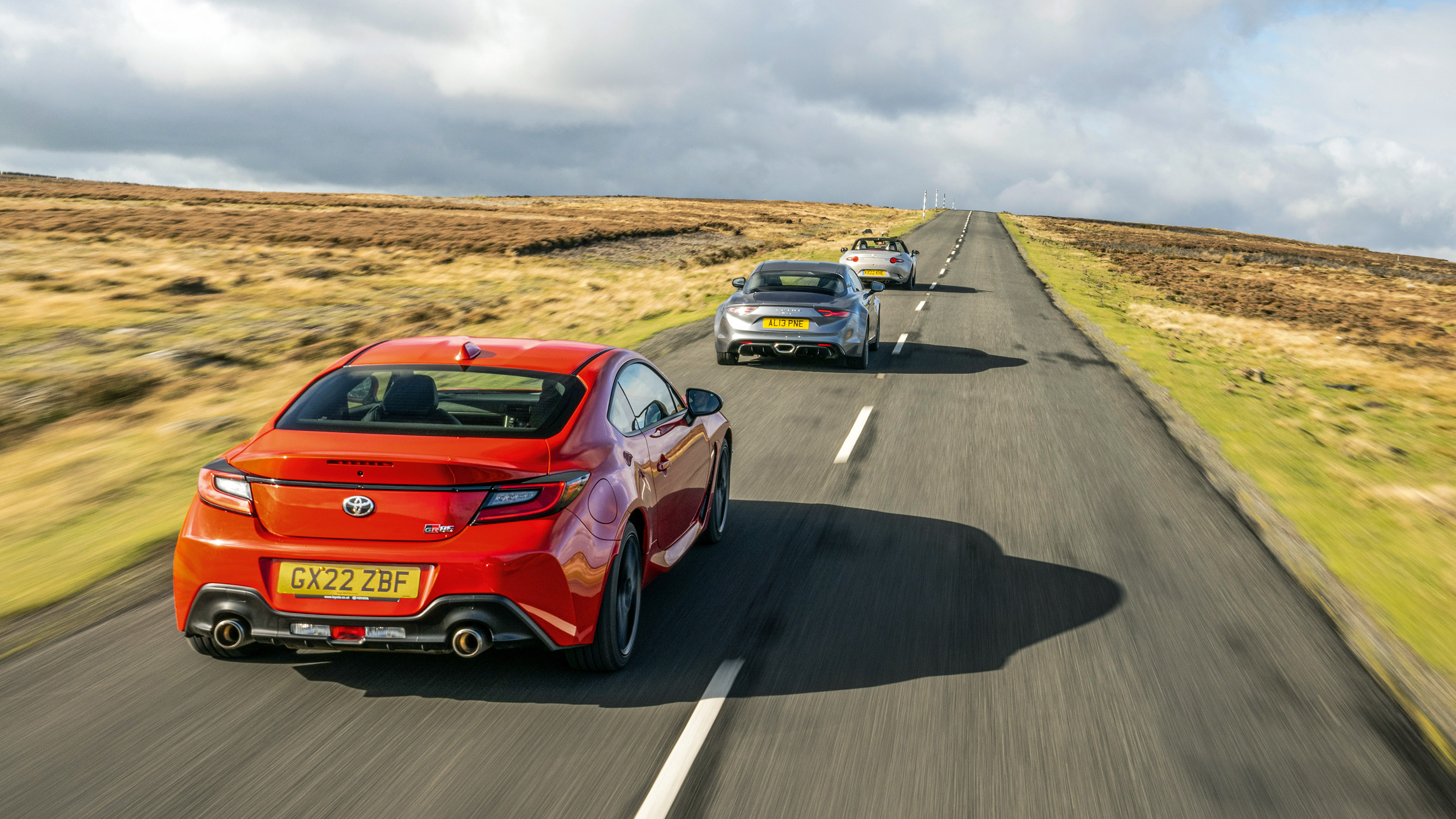 Toyota GR86, Mazda MX-5 and Alpine A110