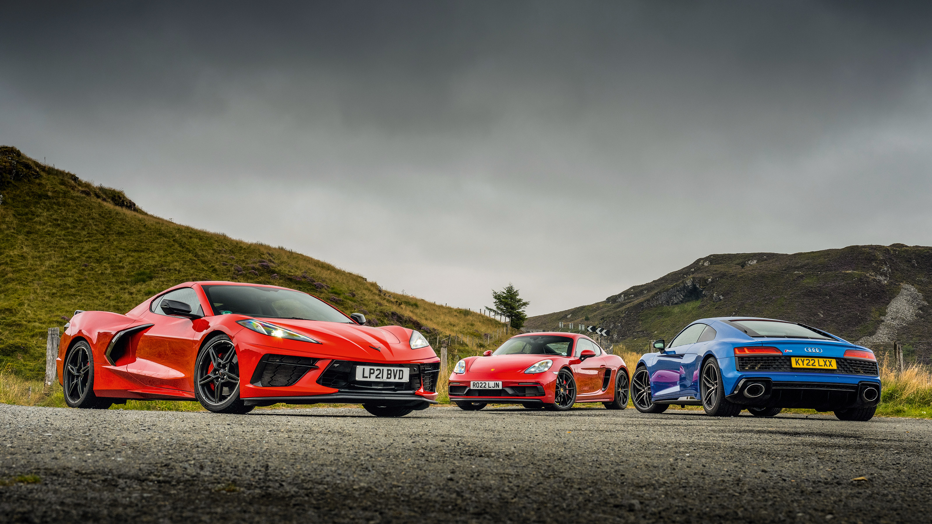 Chevrolet Corvette Stingray, Porsche 718 Cayman GTS 4.0 and Audi R8 RWD