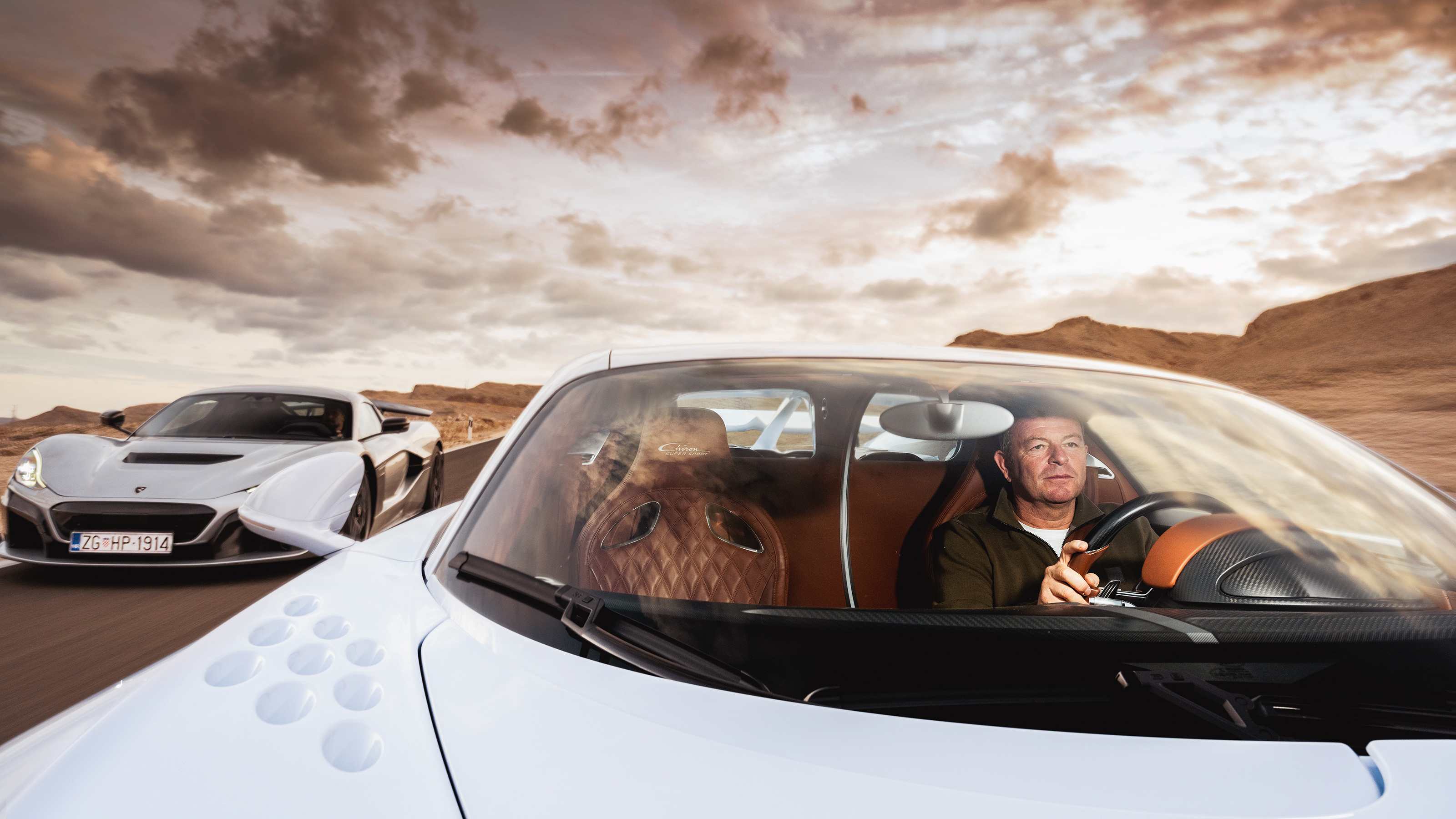 Rimac Nevera vs Bugatti Chiron Super Sport - driving shot