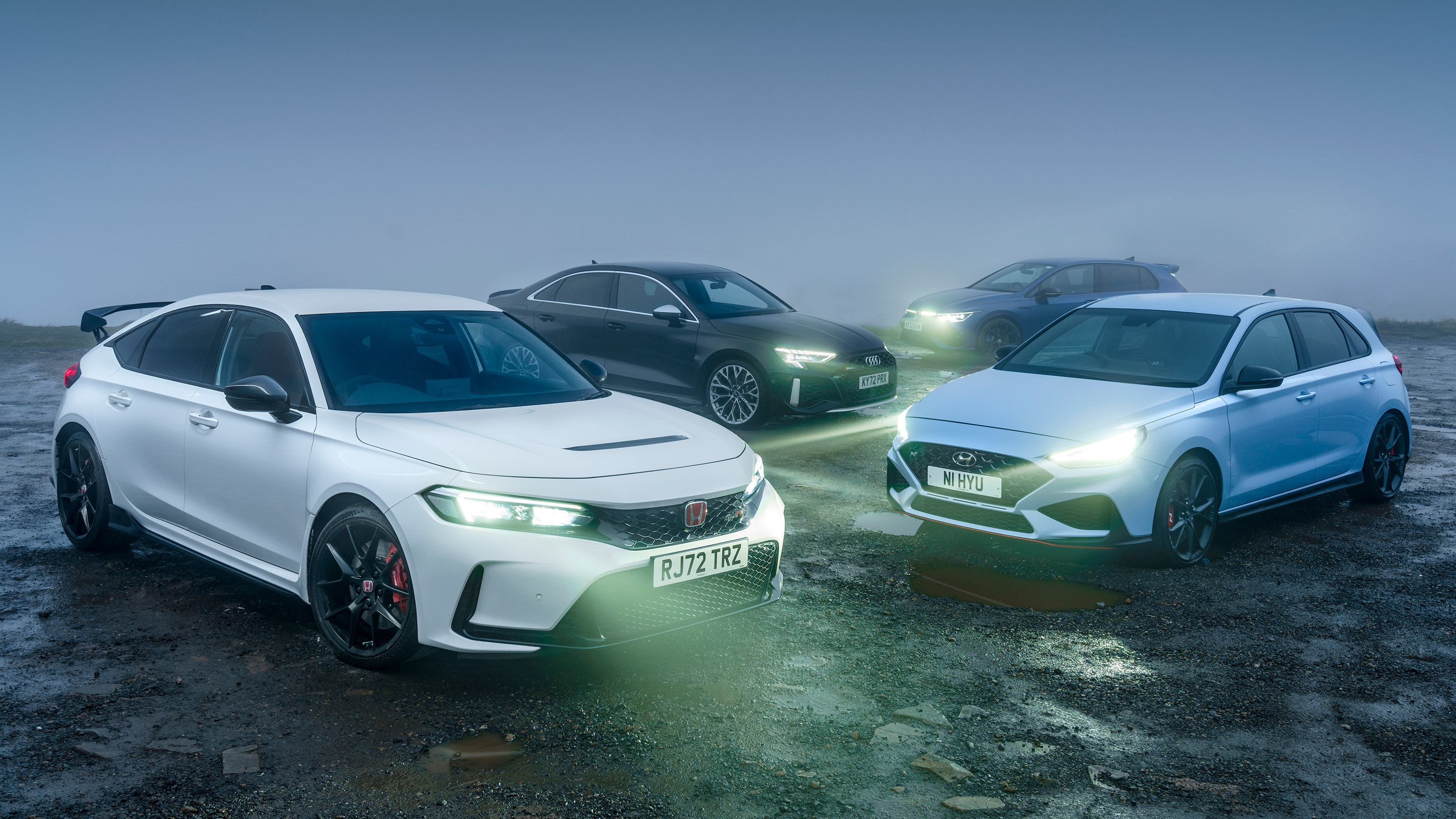 Honda Civic Type R v Volkswagen Golf R v Hyundai i30 N v Audi RS3